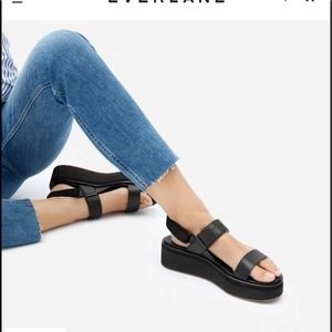 Everlane Leather Platform Sandal | Black | Size 10